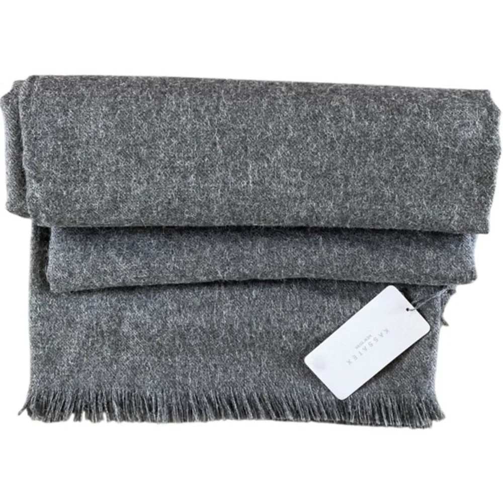 Kassatex 100% Baby Alpaca Luxury Throw Blanket Made in Peru Luxe Gray NWT